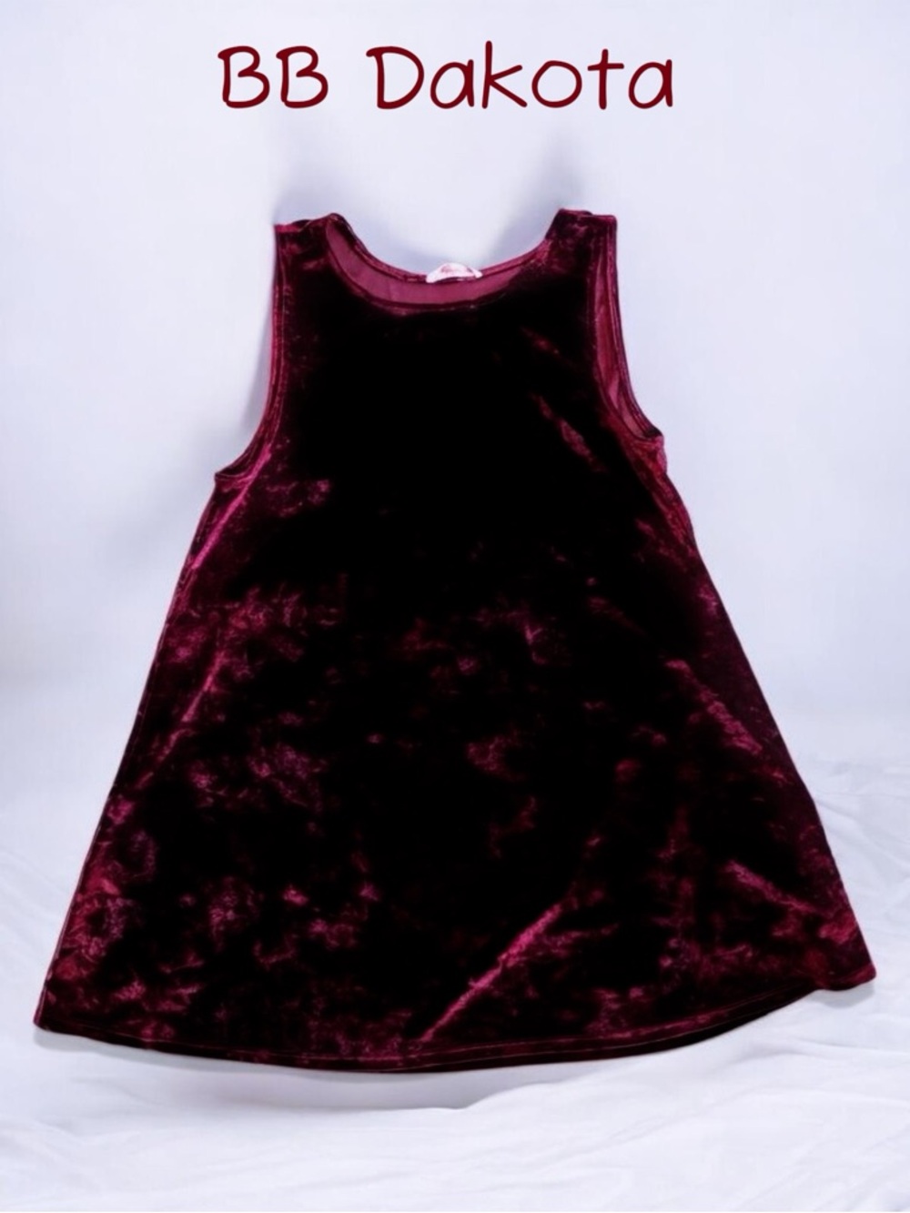 BB Dakota Burgundy Crushed Velvet Sleeveless Shift Mini Dress Size S